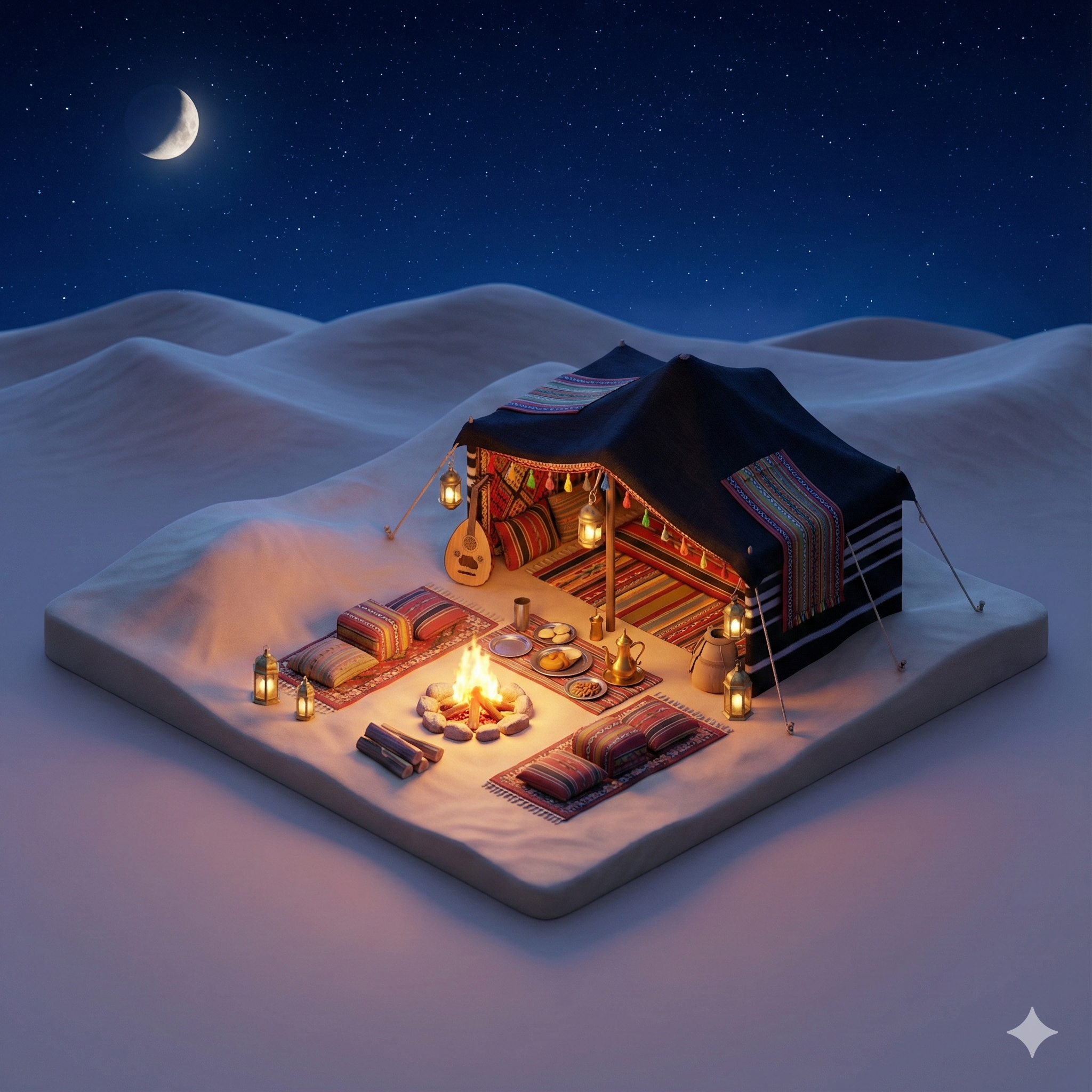 Вечерний кемпинг и ужин в пустыне